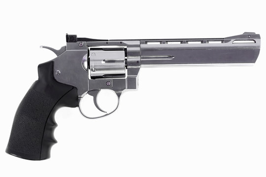 Vintage American revolver on a white background