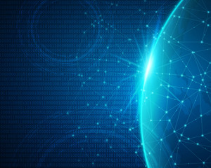 Vector Illustration of a Global Network Connection Concept. Worldwide Media Technology Background.