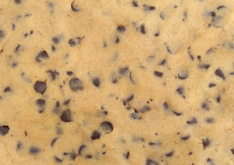 Chocolate chip cookie dough close view