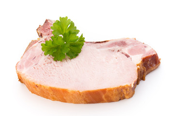 Pieces of pork meat, isolated on white background.