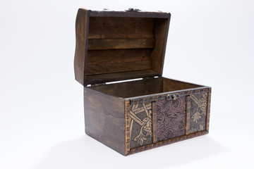 Vintage wooden chest isolated