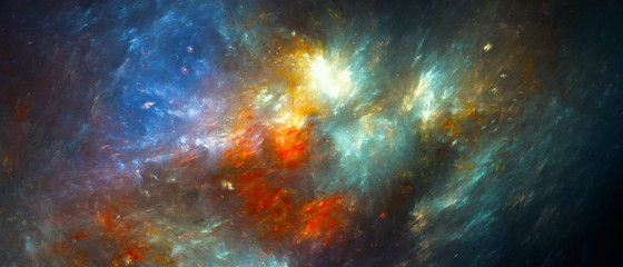 Fototapeta na wymiar Glowing nebula wide screen artwork 5k