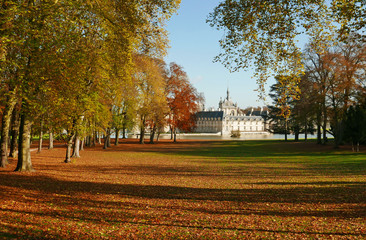 Fototapeta na wymiar Parc et château de Chantilly aux couleurs de l'automne, France