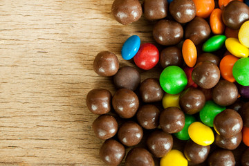 Multicolored candy on a white