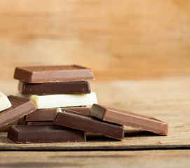 Chocolate candy on wood desk