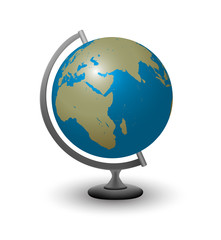 Globe with Africa Europe and Asia