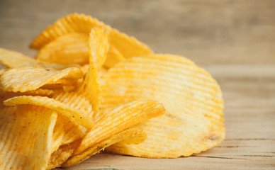 Fried potato chips corrugated