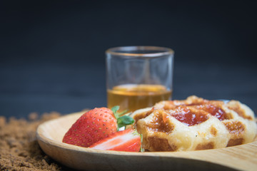 Waffles on the wood plate