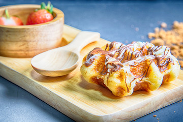 Waffles on the wood plate