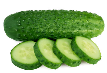 Fresh slice cucumber on white background