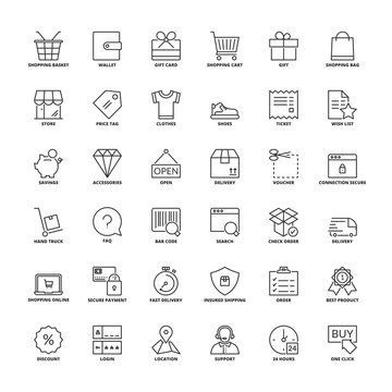 Outline icons. Shopping