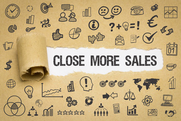 Close more Sales / Papier mit Symbole