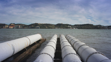 Sewage pipes near the river