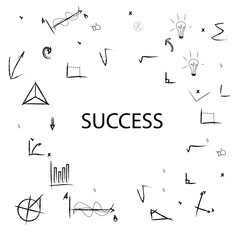 hand doodle charts with inscription Success on white background, business success strategy