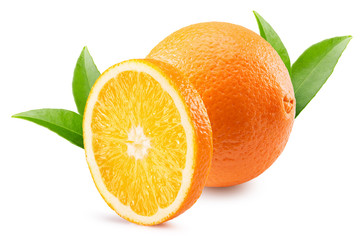 orange with slice isolated on the white background