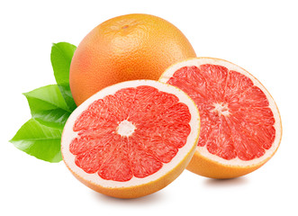 grapefruit with slices isolated on the white background