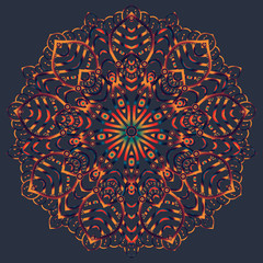Ethnic mandala design, vector Eastern pattern, symmetrical ornament