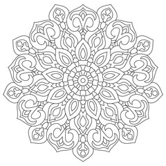 Mandala for coloring book, circular ethnic ornament. Round