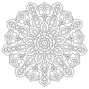Mandala for coloring book, circular ethnic ornament. Round