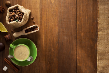 cup of coffee and beans