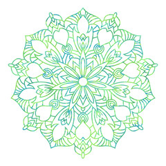 Green mandala ethnic pattern, round symmetrical