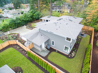 Aerial view of new construction home