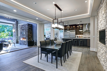 Modern open floor plan dining room design