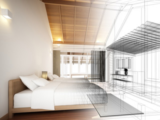 abstract sketch design of interior bedroom