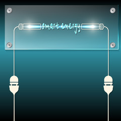 Glass panel and bulb symbol with the words smart energy