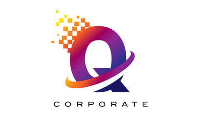 Letter Q Colourful Rainbow Logo Design.