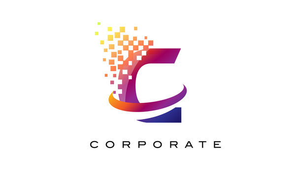 Letter C Colourful Rainbow Logo Design.
