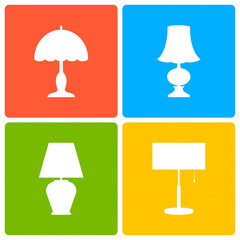 Table or bedside lamp, a set of icons.