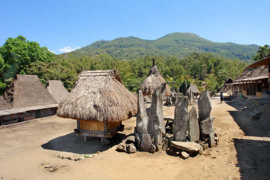 Bena Village of Ngada culture situated at the foot of Mount Inerie on Flores island, Indonesia
