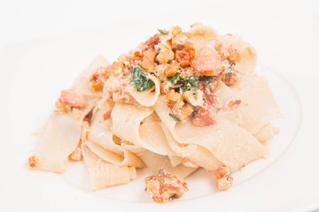 Pasta with cream sauce with nuts