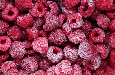 frozen raspberries background. macro.