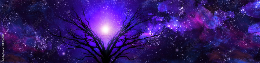 Wall mural Purple landscape filled with stars  Some elements provided courtesy of NASA
