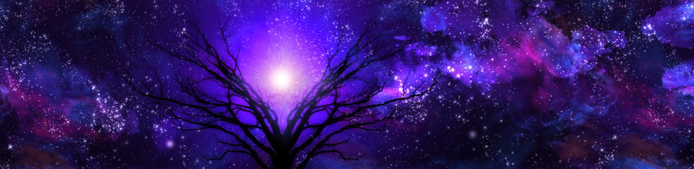 Fototapeta na wymiar Purple landscape filled with stars Some elements provided courtesy of NASA 