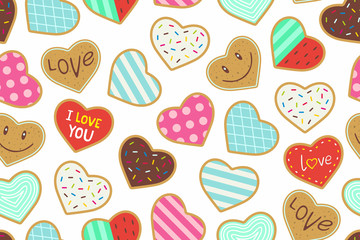 Heart shaped cookies seamless pattern