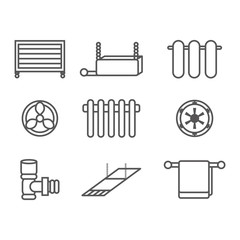 Heating, ventilation and conditioning icons set.