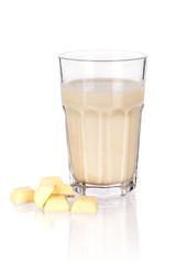 Chocotale coctail with pieces of white chocolate isolated on white