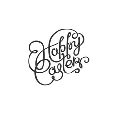 Happy Easter Day. Monochrome hand lettering label for holiday.
 Vector design elements. 