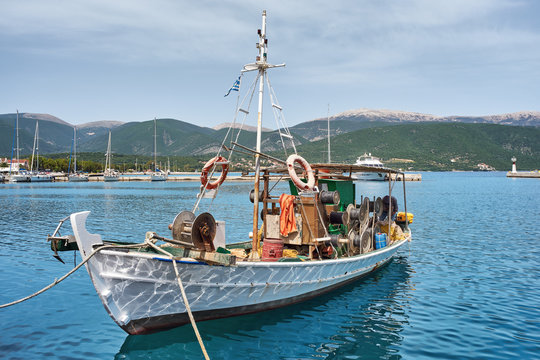 Old fishing boat in port of Sami, Kefalonia, Ionian Islands, Greece