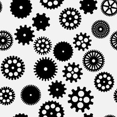 abstract vector black flat gears seamless pattern