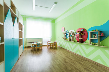 Soft Green game room in the kindergarten.
