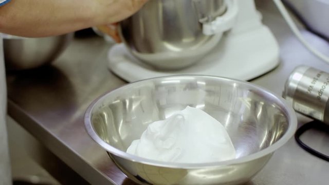 White whipped cream in the bowl