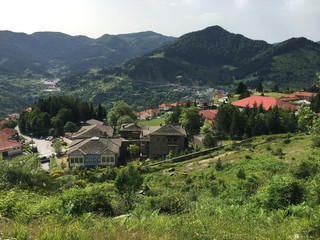 Fototapeta na wymiar Village at the mountain.
