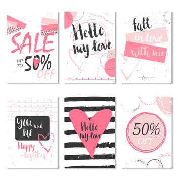 Collection of 6 Discount cards design. Can be used for social media sale website, poster, flyer, email, newsletter, ads, promotional material. Mobile banner template.