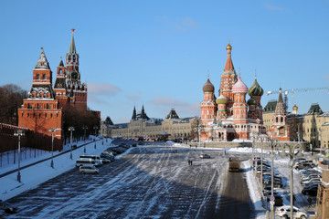 Fototapeta premium Saint Basil's cathedral on the Red Square in Moscow. Color photo.