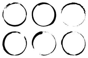 Vector set of cofee ring stains. Grunge style design element