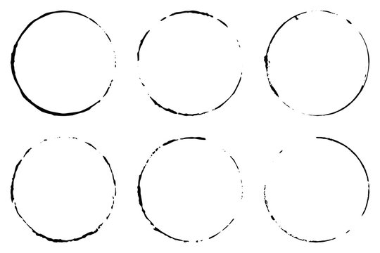 Vector set of cofee ring stains. Grunge style design element